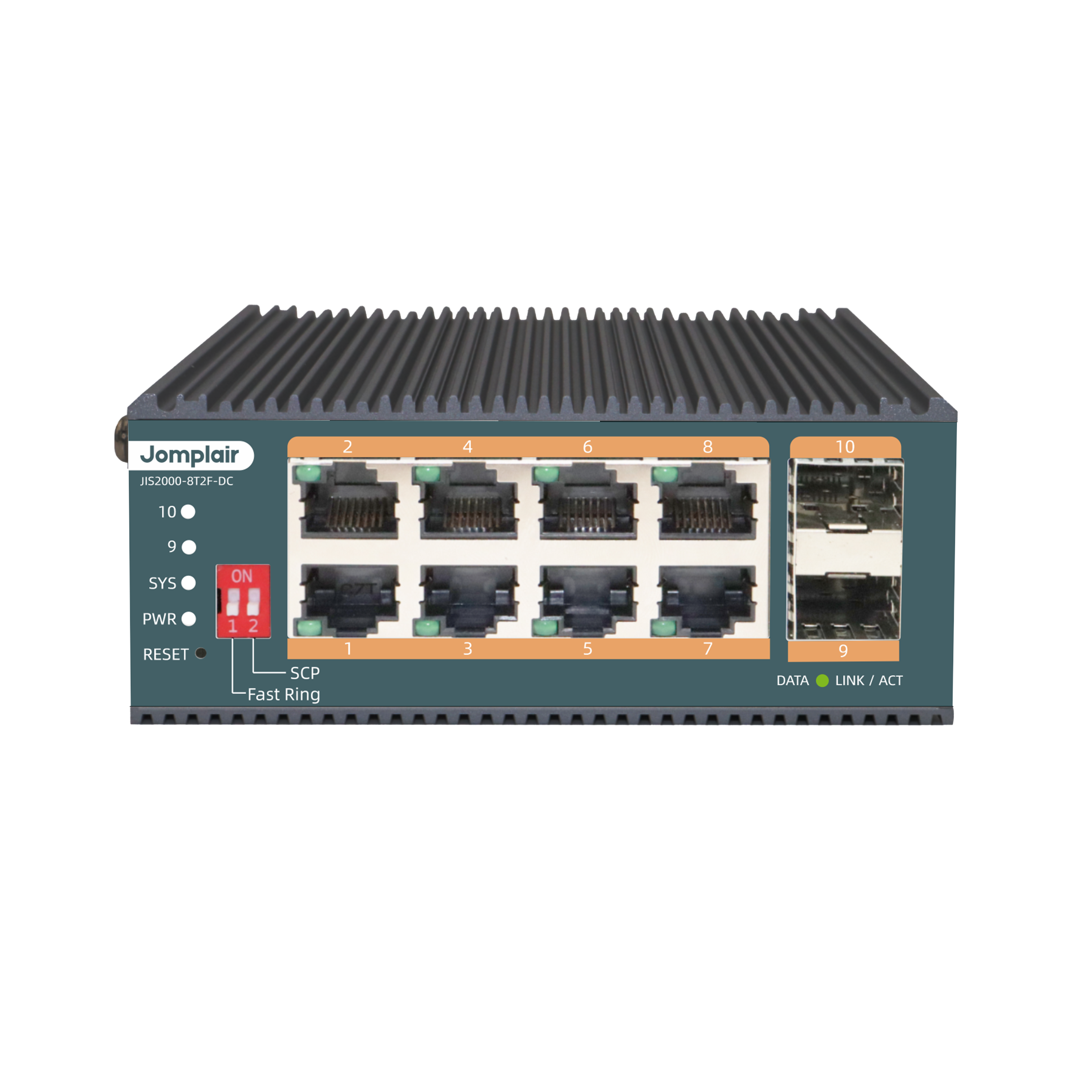 JIS2000-8T2F-DC, 8 x 1Gb RJ45, 2 x 1Gb SFP, L2+ Managed Industrial Switch