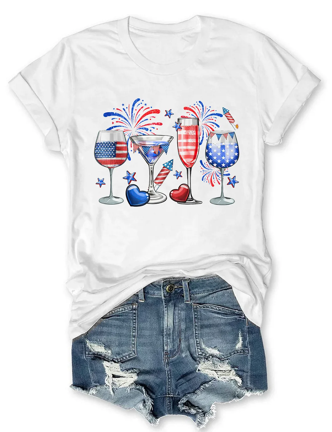 4th Of July Wine Glasses T-Shirt