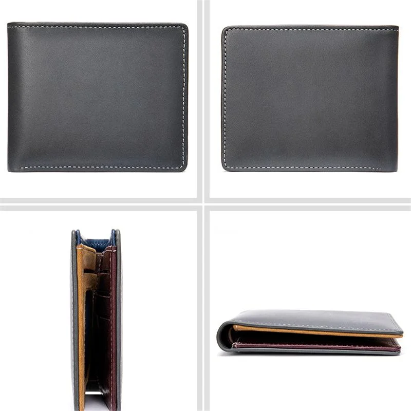 Fashion Plain Patchwork Vintage Leather Purese For Men