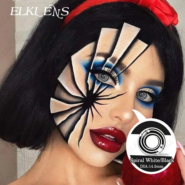 Halloween Spiral White/Black Cosplay Contact Lenses