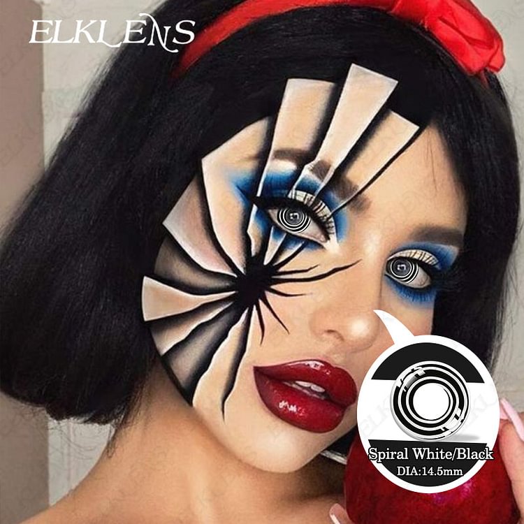 Halloween Spiral White/Black Cosplay Contact Lenses