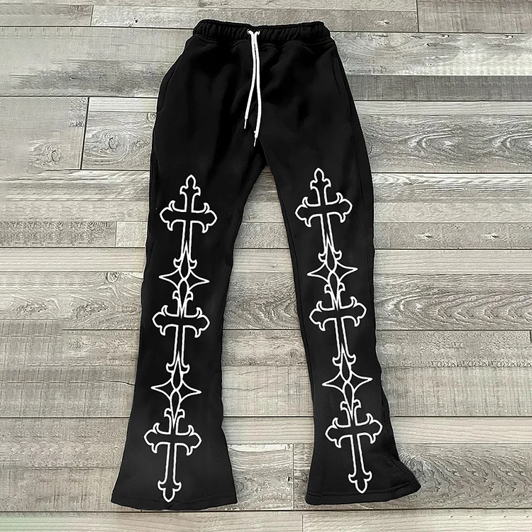 Sopula Faith Cross Print Casual Street Fleece-lined Pants