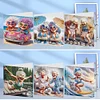 (US Local)6Pcs Cute Old Lady DIY Diamond Painting Greeting Card for Holiday Party Favors