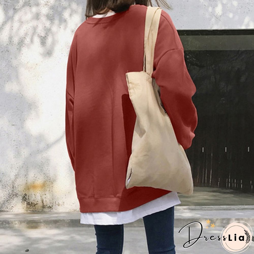 Plus Size Women Full Sleeved Winter Holiday Blouse Baggy Pullover Tops