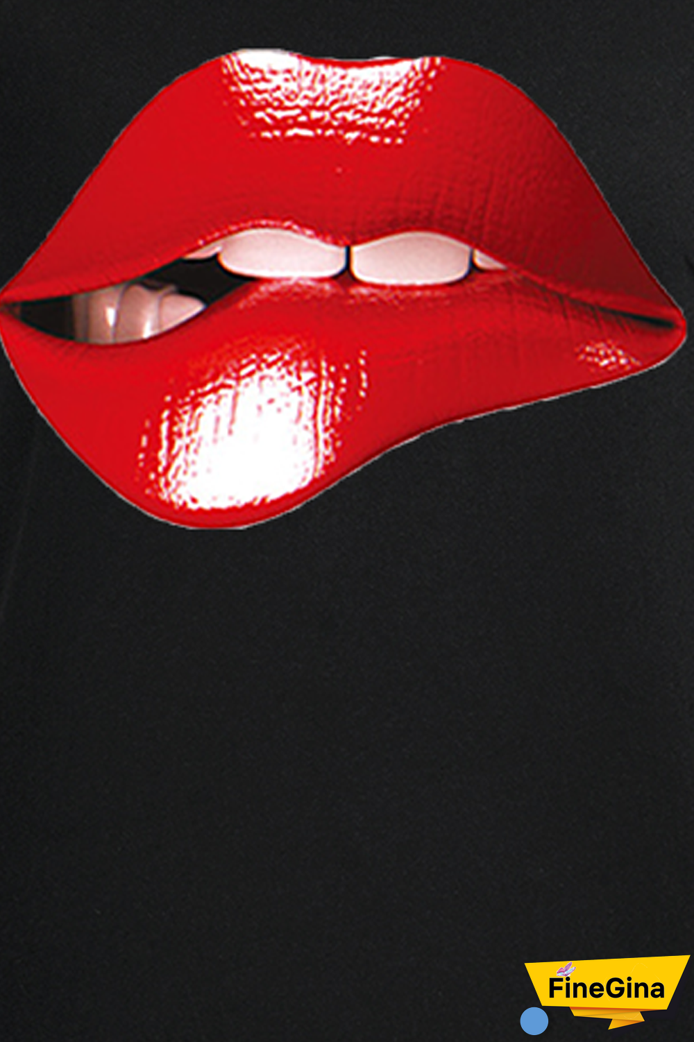 Black Street Lips Printed Patchwork O Neck T-Shirts