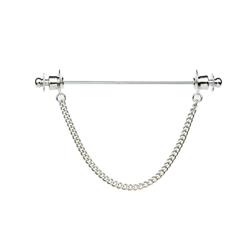 French Shirt Collar Needle Brooch Prevent Exposure Unisex Business Wedding Ceremony Copper Fringed Chain Classic High Quality