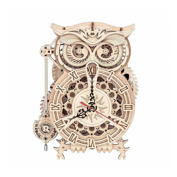 ROKR Owl Clock Mechanical Gears 3D Wooden Puzzle LK503 Robotime United Kingdom