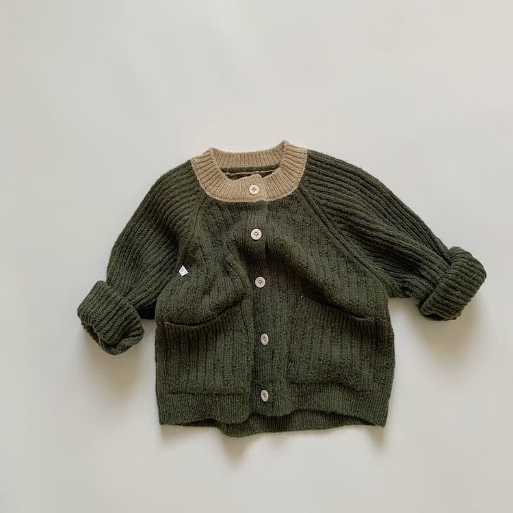 Toddler Boy Color Block Knitted Cardigan
