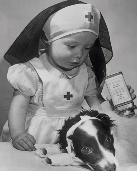 

Baby Nurse With Her Dog – Paint By Numbers - 40*50CM, 501 Original