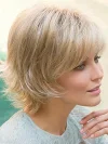 Golden Short Curl Up Slant Bangs Pixie Cut Synthetic Wigs