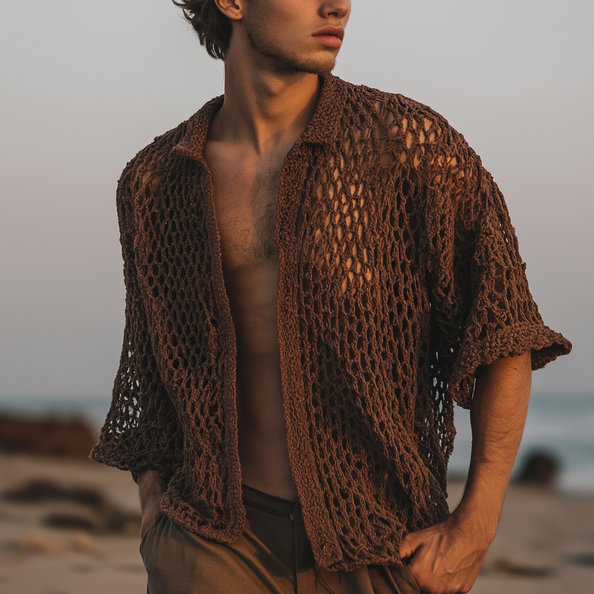Rustic Crochet Cardigan: A Blend Of Casual And Retro Style