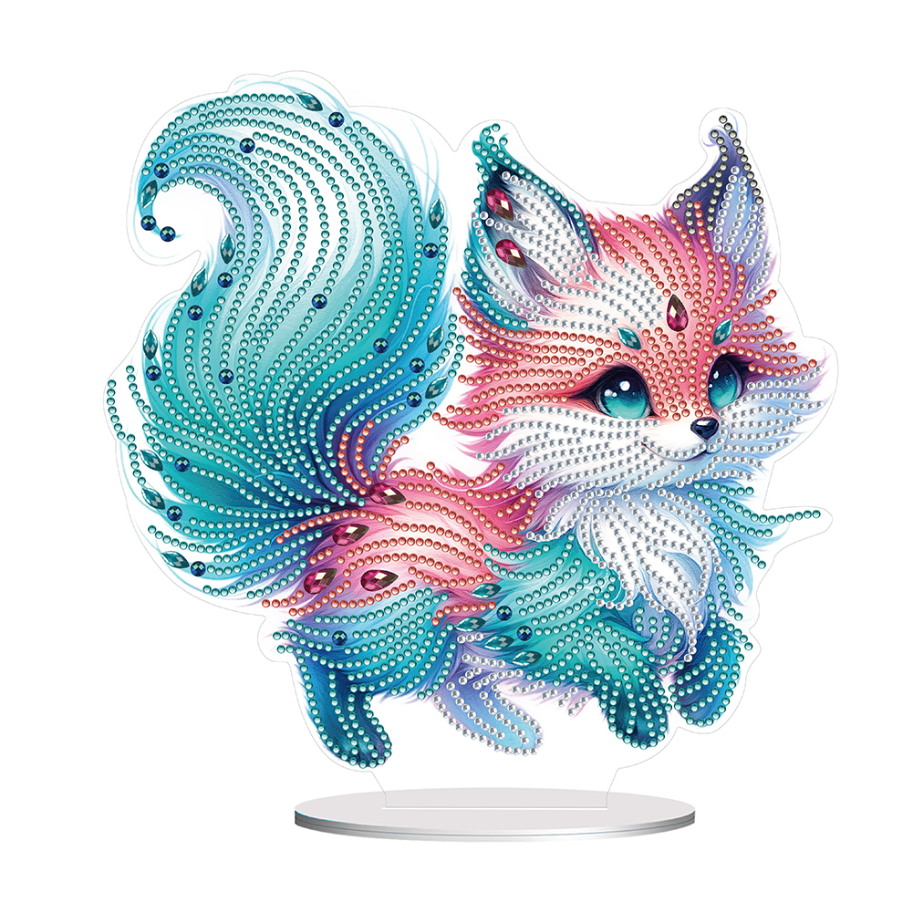 DIY Acrylic Colourful Fox Diamond Painting Desktop Decorations Kit