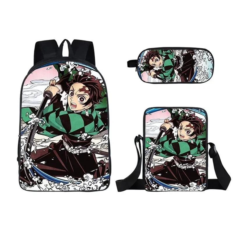 Buzzdaisy Demon Slayer Kimetsu no Yaiba Kamado Nezuko Kamado Nezuko #10 3pcs Set School Bag Backpack Lunch Box Book Pencil Bags