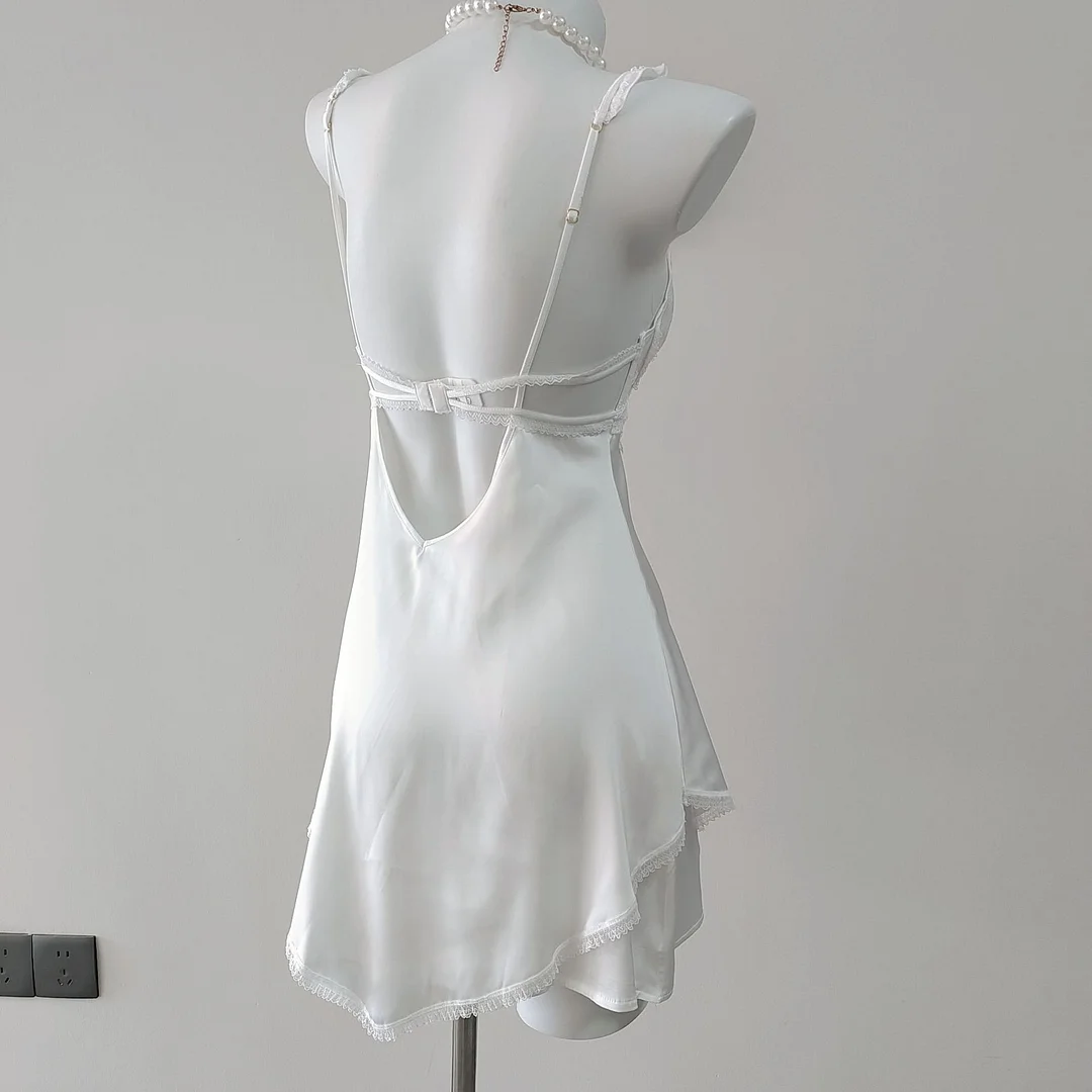 Churchf Churchf Lace Hollow With Chest Pad Sling Ice Spring And Autumn Cool Night Dress Beautiful High Sense Of Pajamas Female Pure Desire