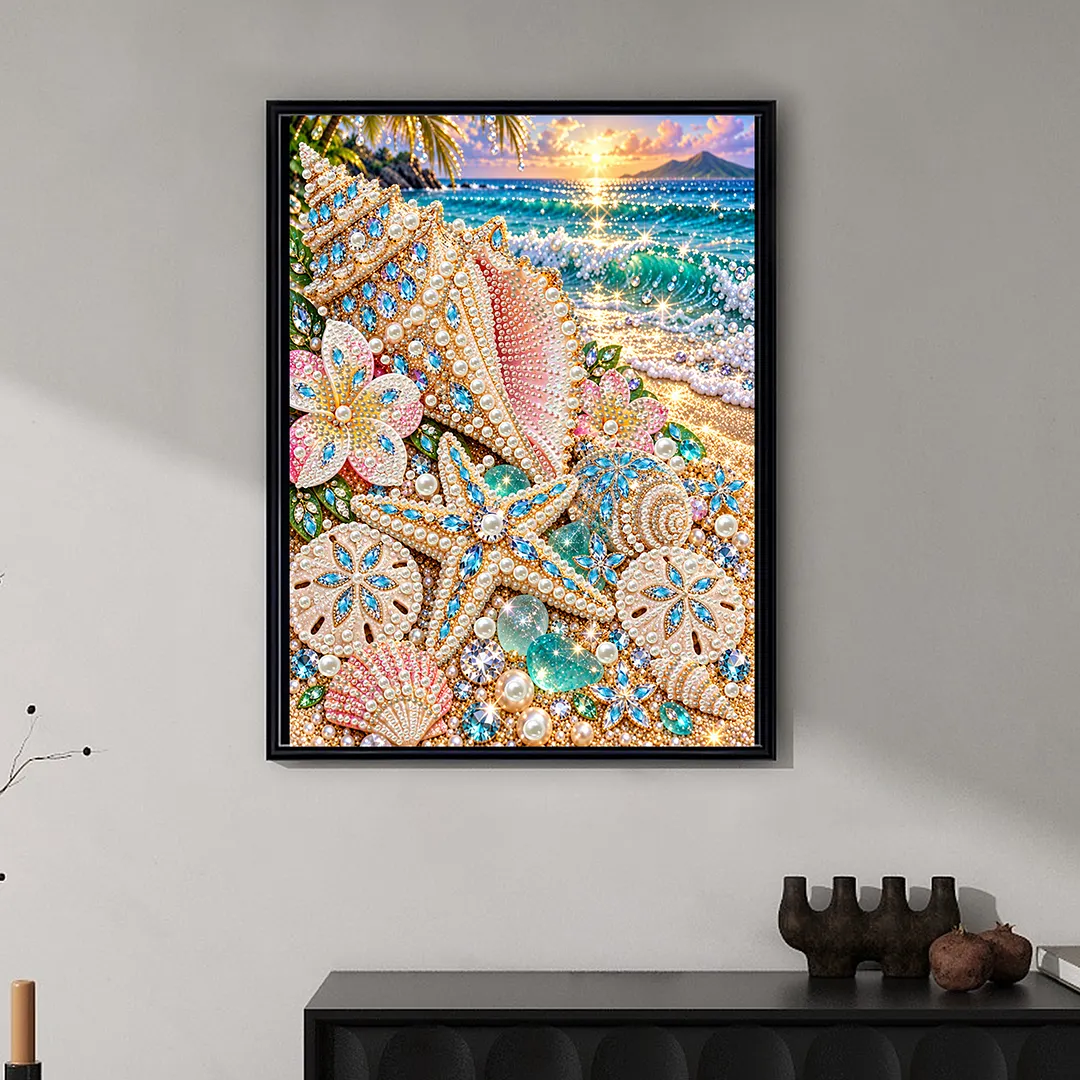 Special Shaped Diamond Painting Kit Ocean Sunset 12x16in