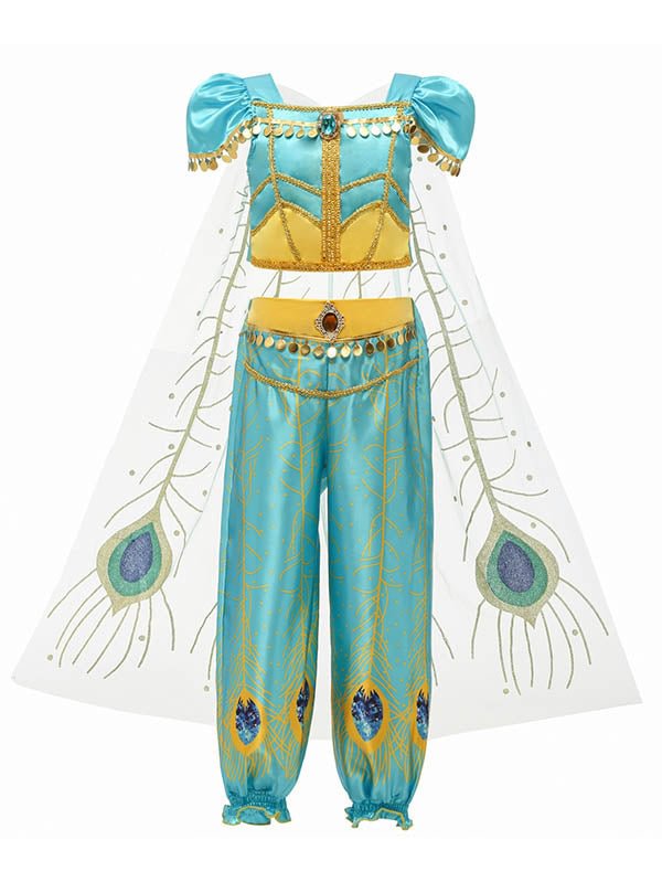 Aladdin Jasmine Princess Dress Kids Halloween Cosplay Costume-elleschic