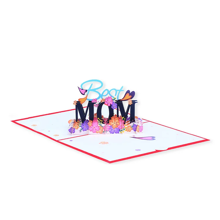 3D Pop Up Card - Mother Day Anniversary Postcards Creative 3D Holiday Card for Mom (Red)