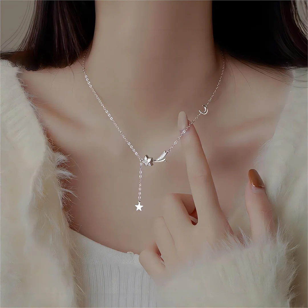 Charming Meteor Star Moon Phase Necklace