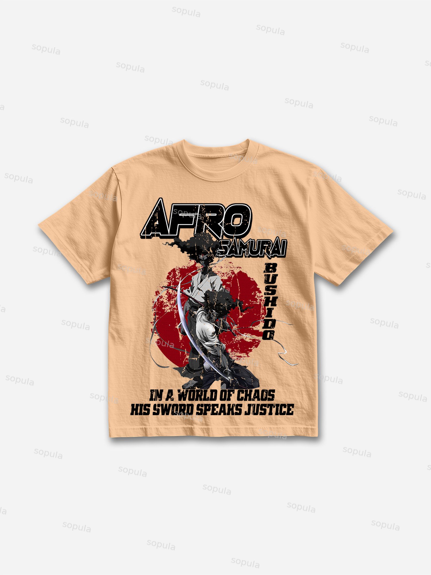 Afro Samura Print Cotton T-shirt - SOPULA