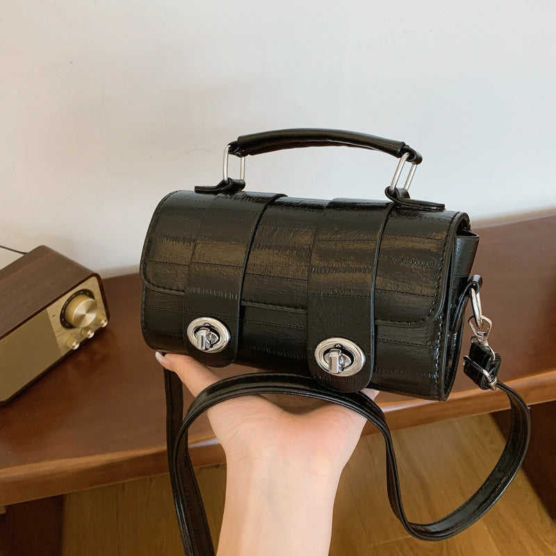 French Style Eel Pattern Handbag Trendy One-Shoulder Crossbody Bag Simple Artistic Small Square Bag