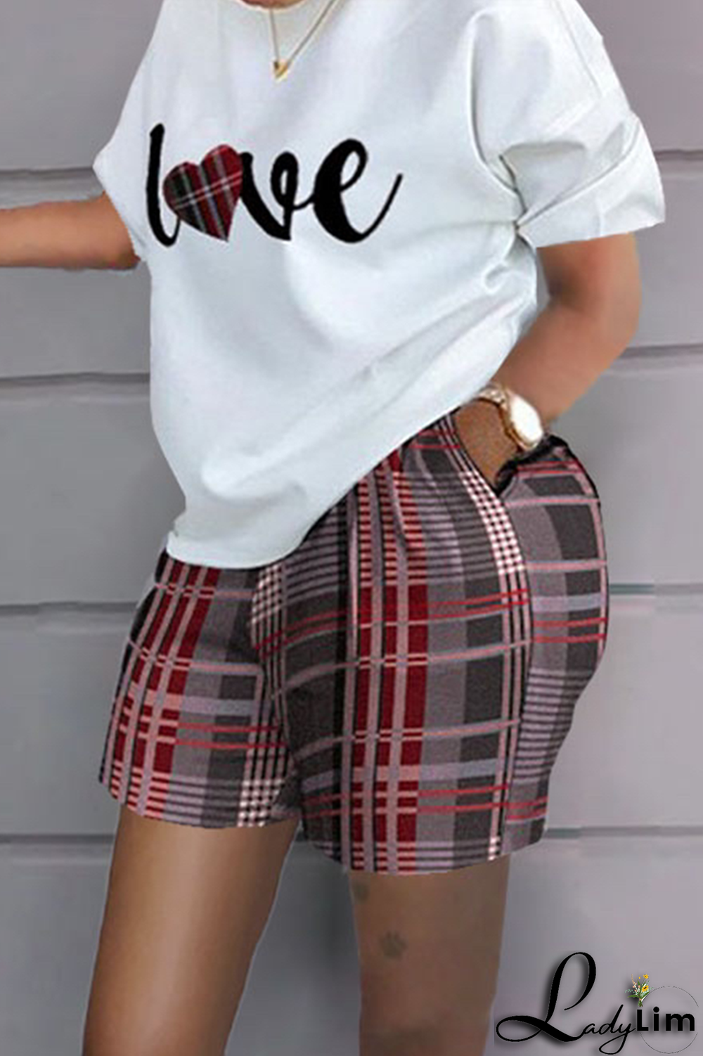 White Yellow Casual Print Patchwork O Neck Short Sleeve Two Pieces