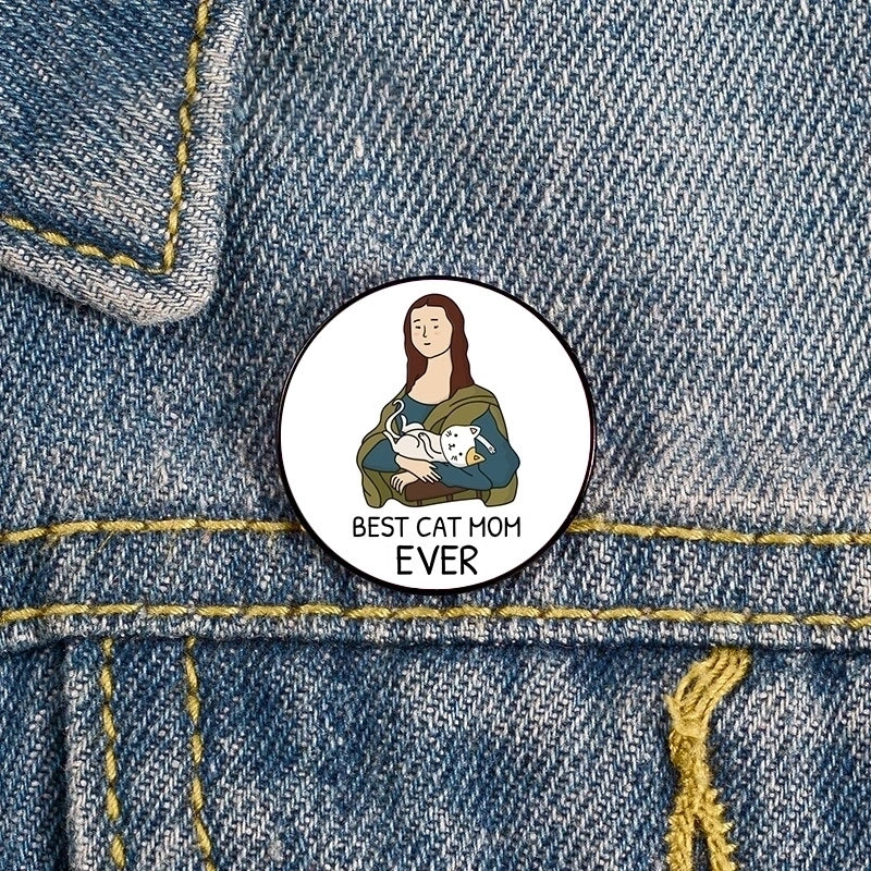 Cartoon Style Pin Cat Zinc Alloy Printing Unisex Brooches