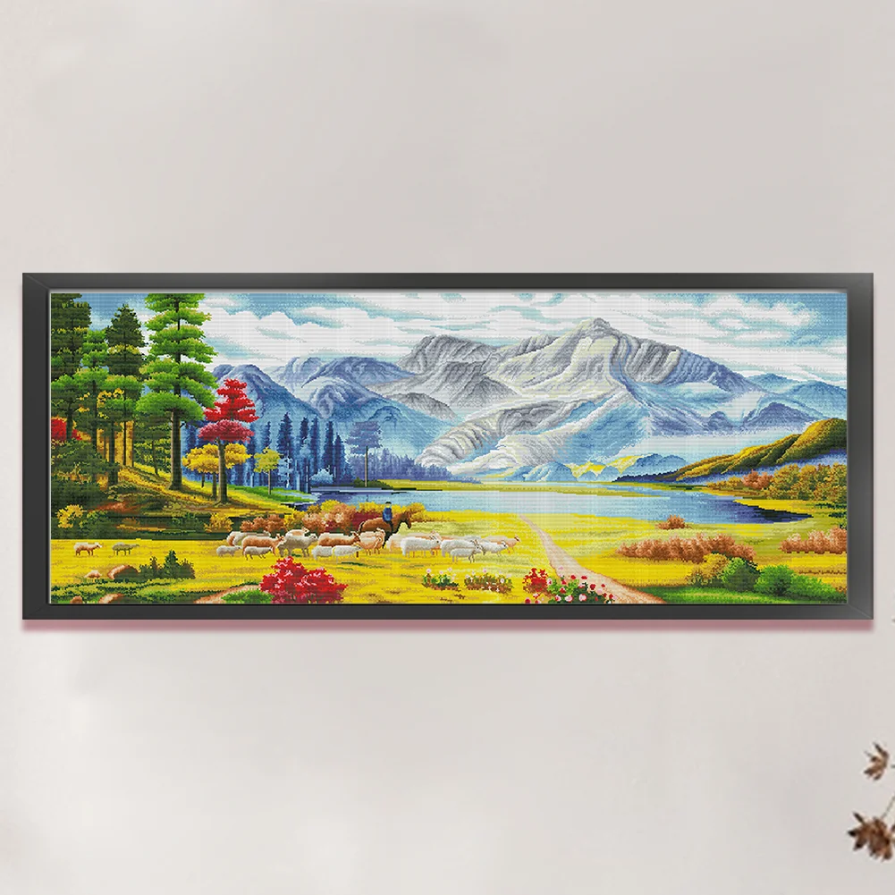 11CT Full Stamped Cross Stitch - Shepherd(Canvas|195*82CM)