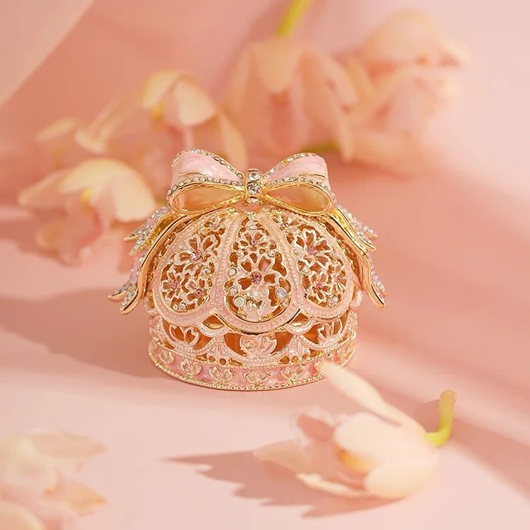 Luxurious Bow Crown Enamel Jewelry Box