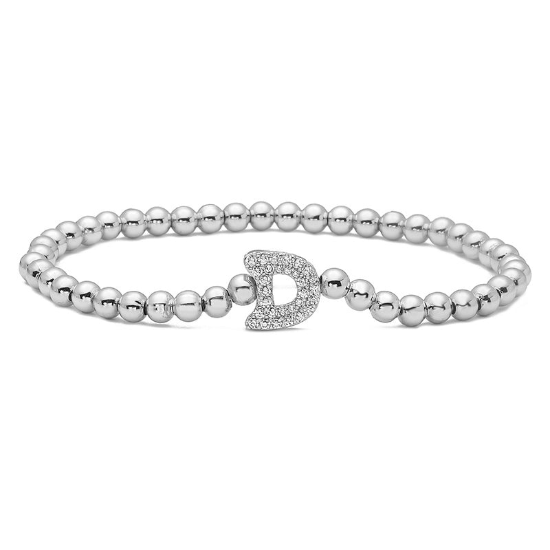 Vintage Style Minimalist Classic Style Letter Copper Zircon 18K Gold Plated Inlay Bracelets