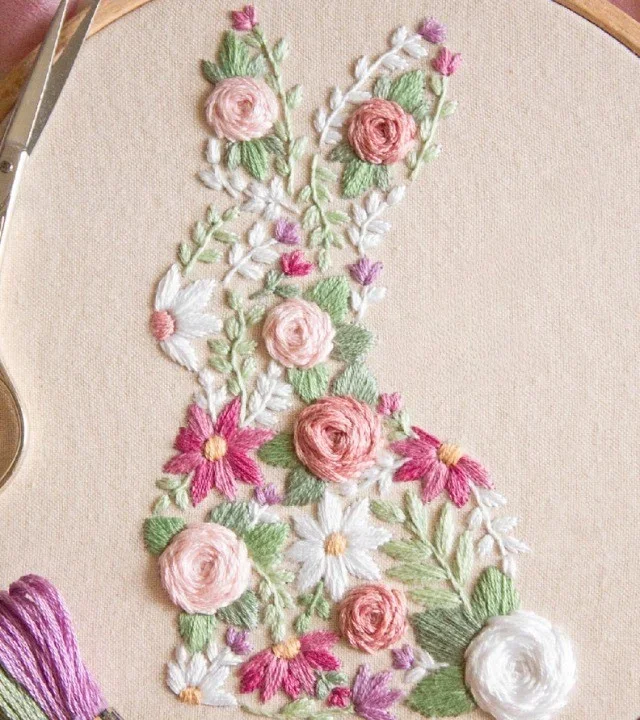 2024 Bunny in Bloom, Easter Embroidery Kit - tree - Codlins