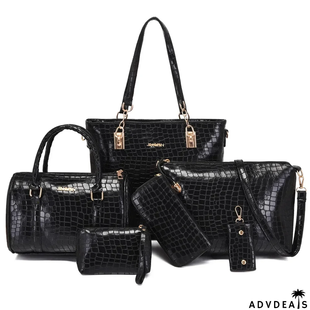 Fashionable crocodile pattern six-piece bag retro portable pillow bag one-shoulder Messenger large-capacity women's bag