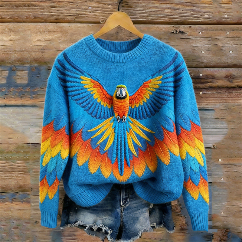 Macaw Parrot Inspired Cozy Knit Sweater wearshes