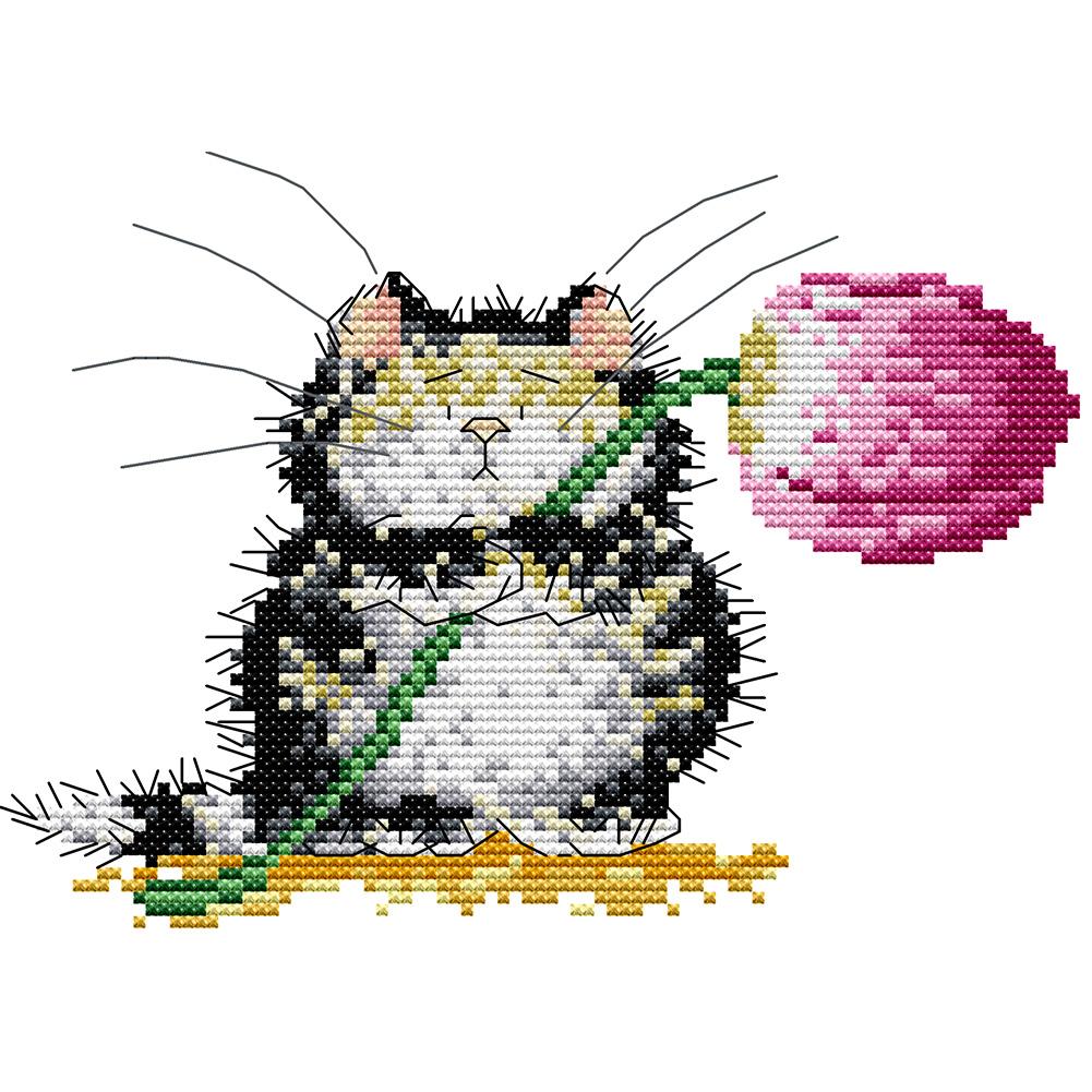 

21*17CM Cross Stitch-Kitten Giving Flowers, 501 Original