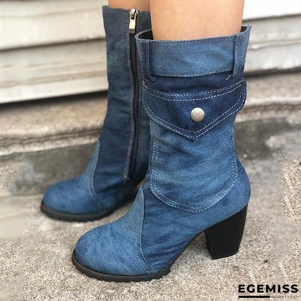 High Heel Zipper Cowboy Boots | EGEMISS