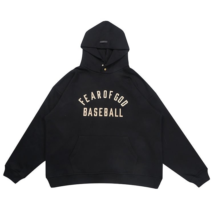 Fog Fear of God Essentials Hoodie Baseball Flocked Printed Sweatshirt Loose-Fitting Hoodie Men