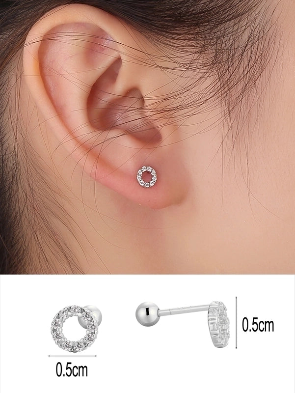 1 Pair 14K Gold Plated 925 Sterling Silver Zircon Star Moon Butterfly Ear Studs