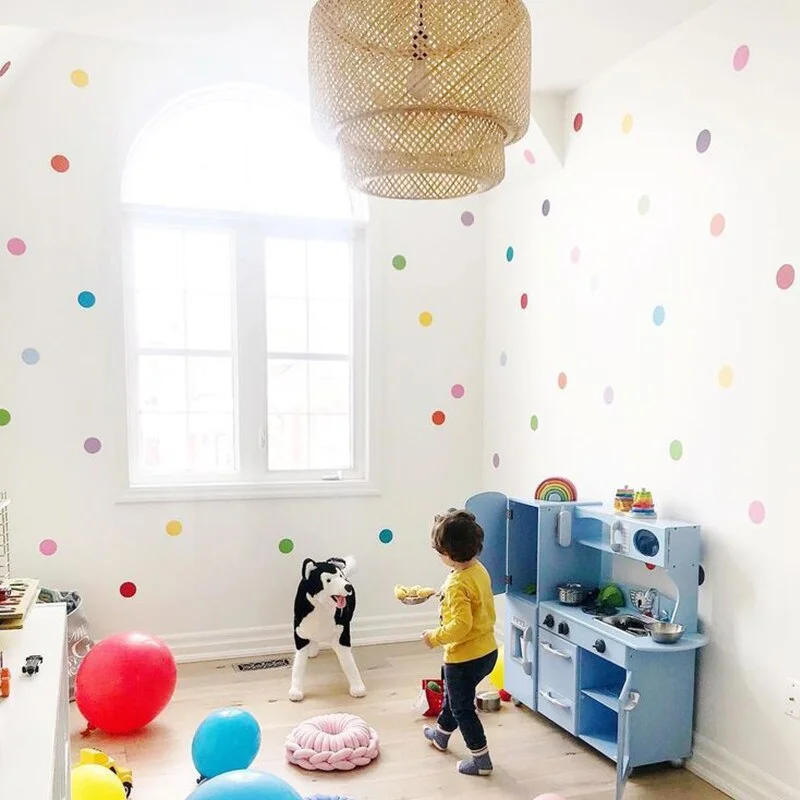 DIY Wall Sticker 72pcs Colorful Dots Water color Circle Funny Children Room Nursery Decor Wallpaper Home Window Decals
