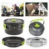 Camping Cookware Mess Kit Serves for 2-3 Person for Hiking Picnic (Green)