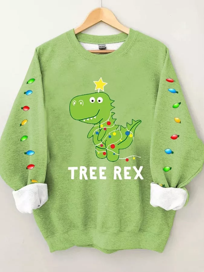 Women's Merry Christmas TREE REX Fun Print Casual Sweatshirt