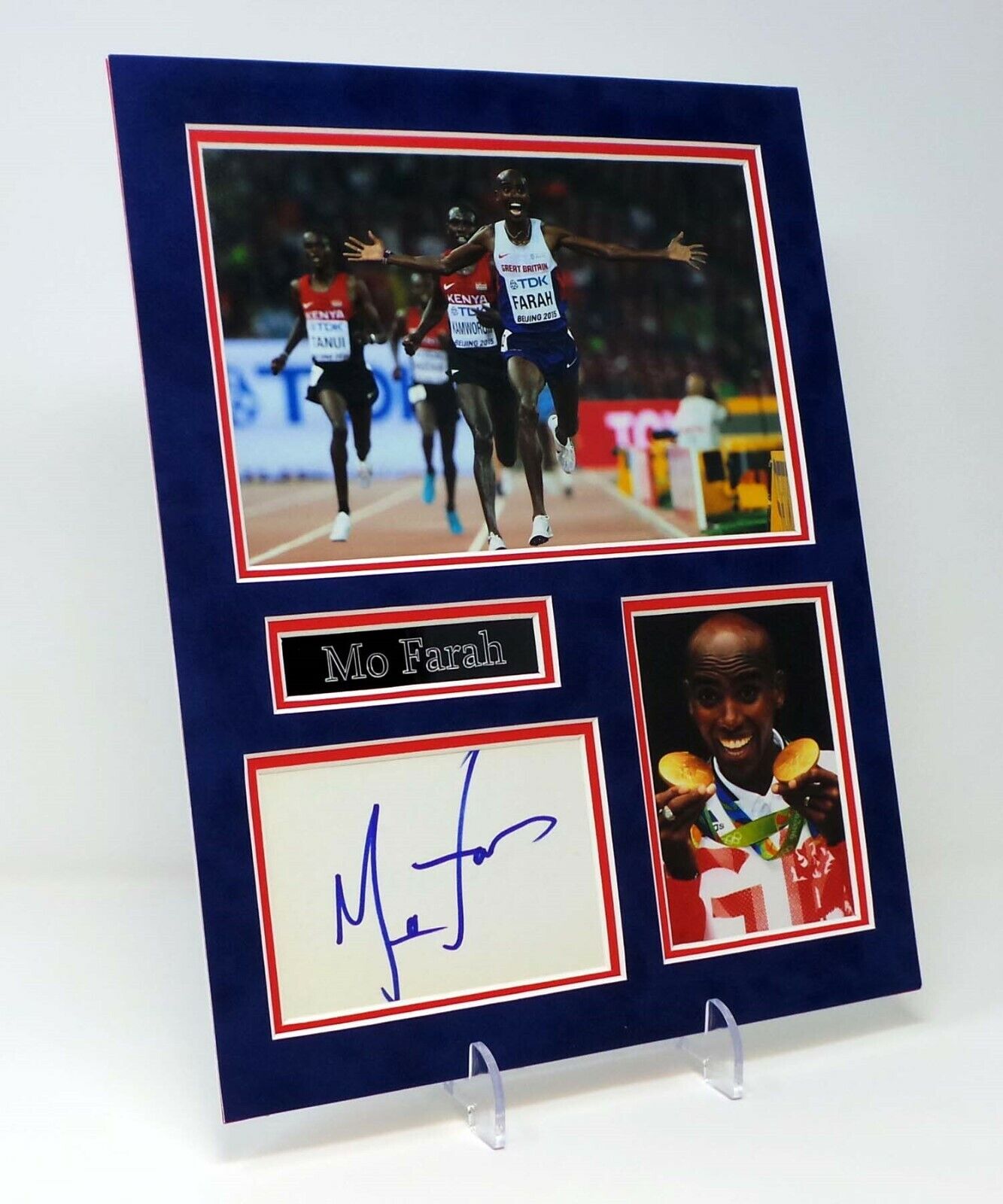 Mo FARAH Signed Mounted Photo Poster painting Display AFTAL Olympic Gold Medal Winning Runner