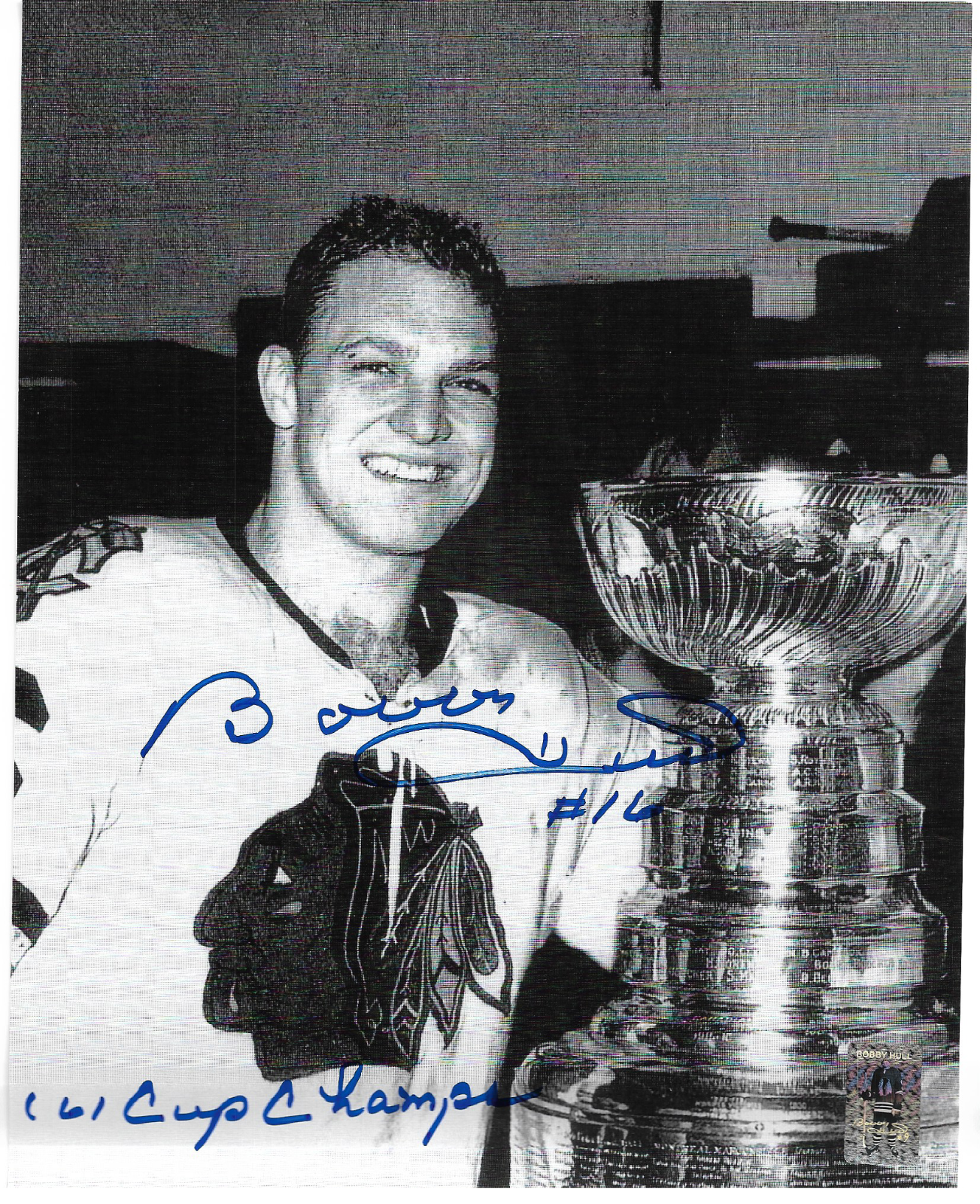 Autographed Chicago Blackhawks Bobby Hull 8x10 Signed Hockey Trophy Photo Poster painting BHH