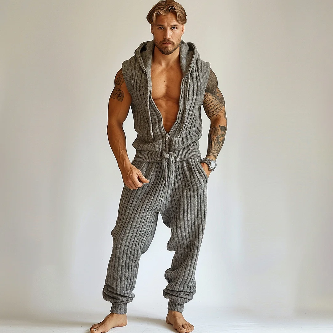 Casual Knitted Sleeveless Suit-inspireuse