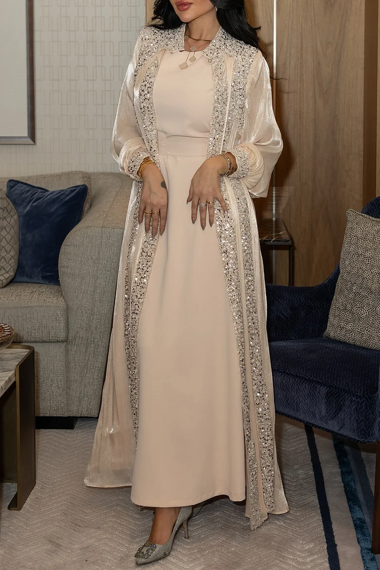 glitter abaya dress Gold Sequin Abaya – Layaly main image 0
