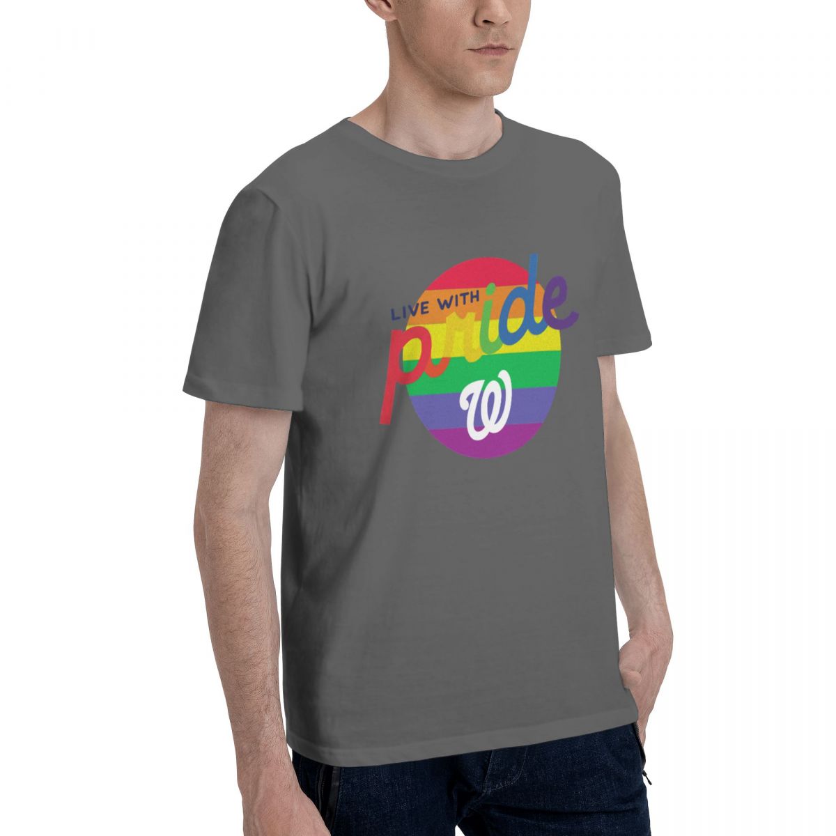 Washington Nationals Round LGBT Lettering Men's Cotton Shirt