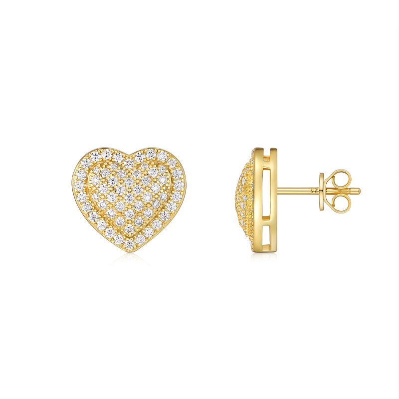 2pc Heart-shaped Moissanite Stud Earrings 925 Sterling Silver Plated with 18K Gold Hypoallergenic Comes with Certificate