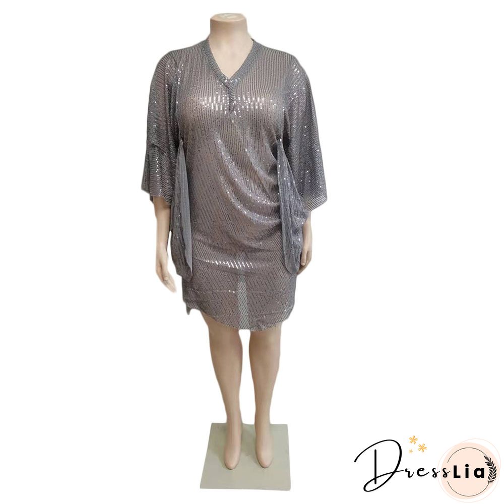 Plus Size Party Sequin Glitter Plus Size Evening Dress