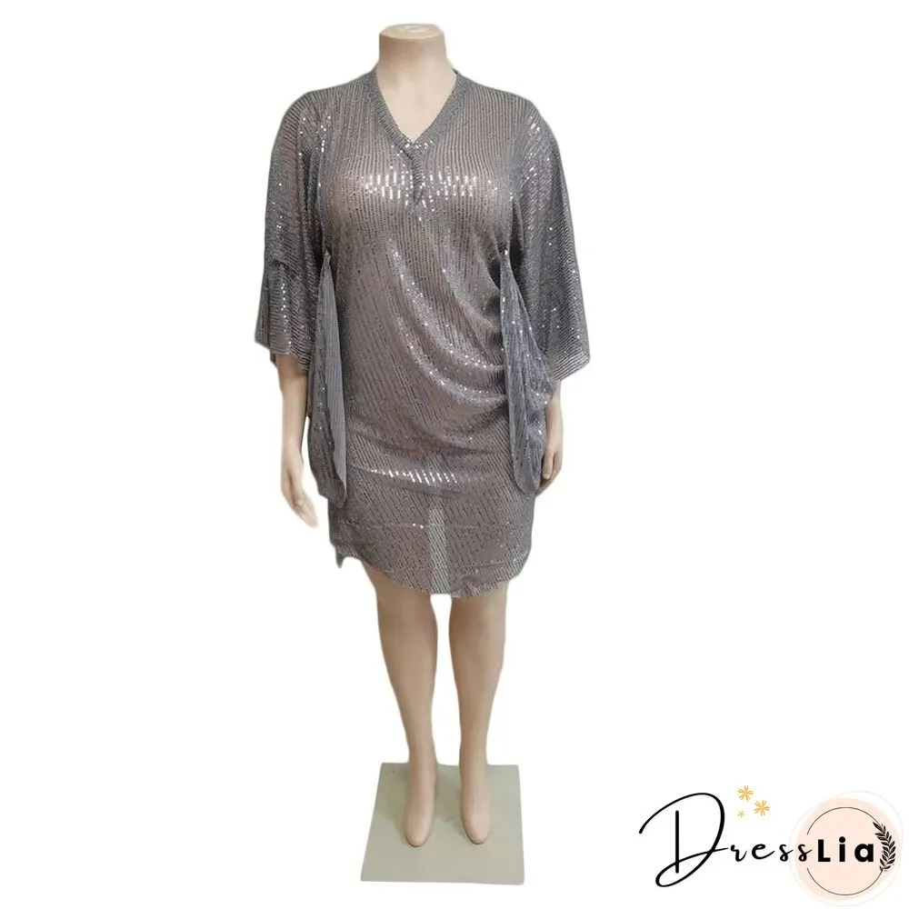 Plus Size Party Sequin Glitter Plus Size Evening Dress
