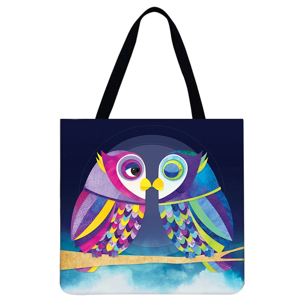 Linen Tote Bag - Cartoon owl