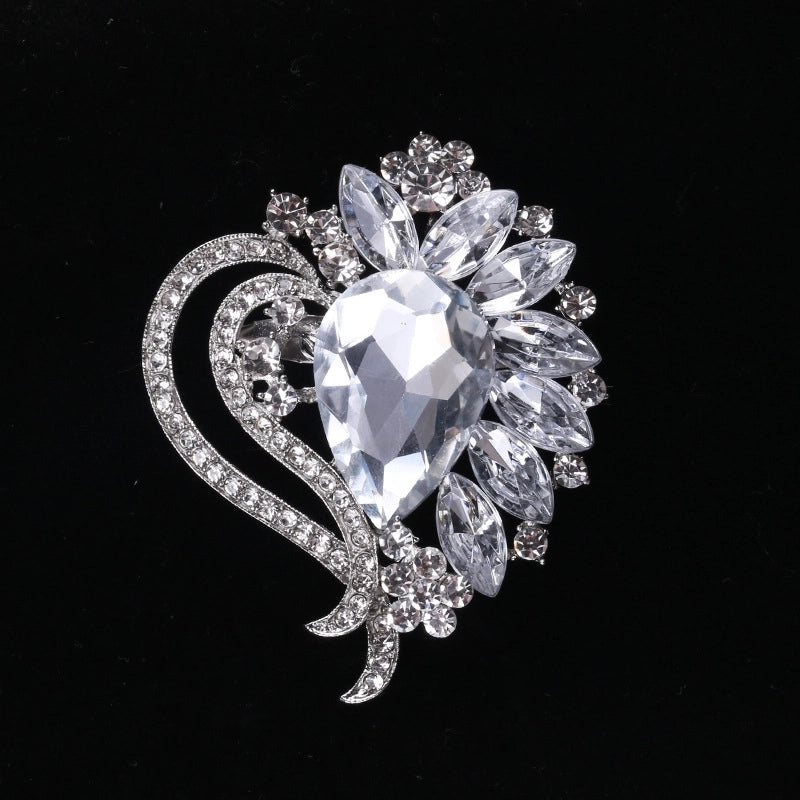 Pin Flower Alloy Inlay Glass Women’s Brooches