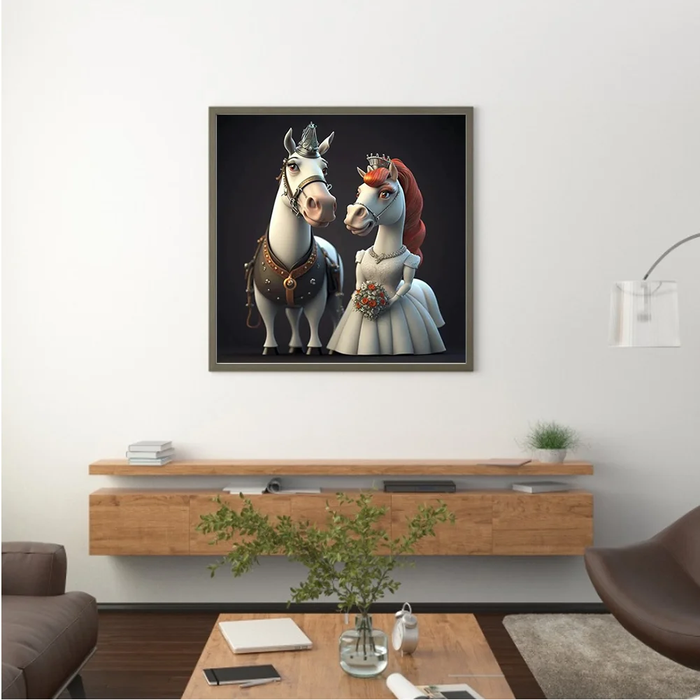 Full Round Diamond Painting 30*30cm - Wedding Animals - Horse